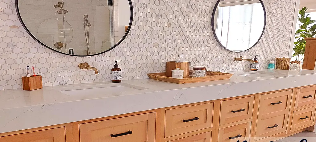 Wood bathroom vanity