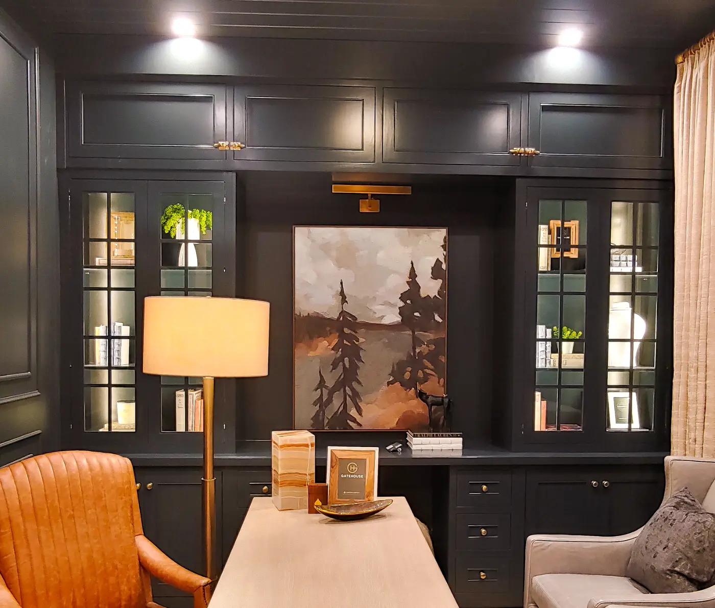 Dark custom home office