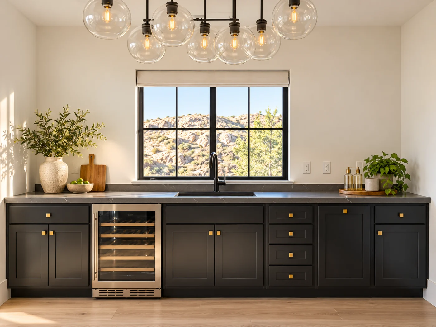 Charcoal wet bar
