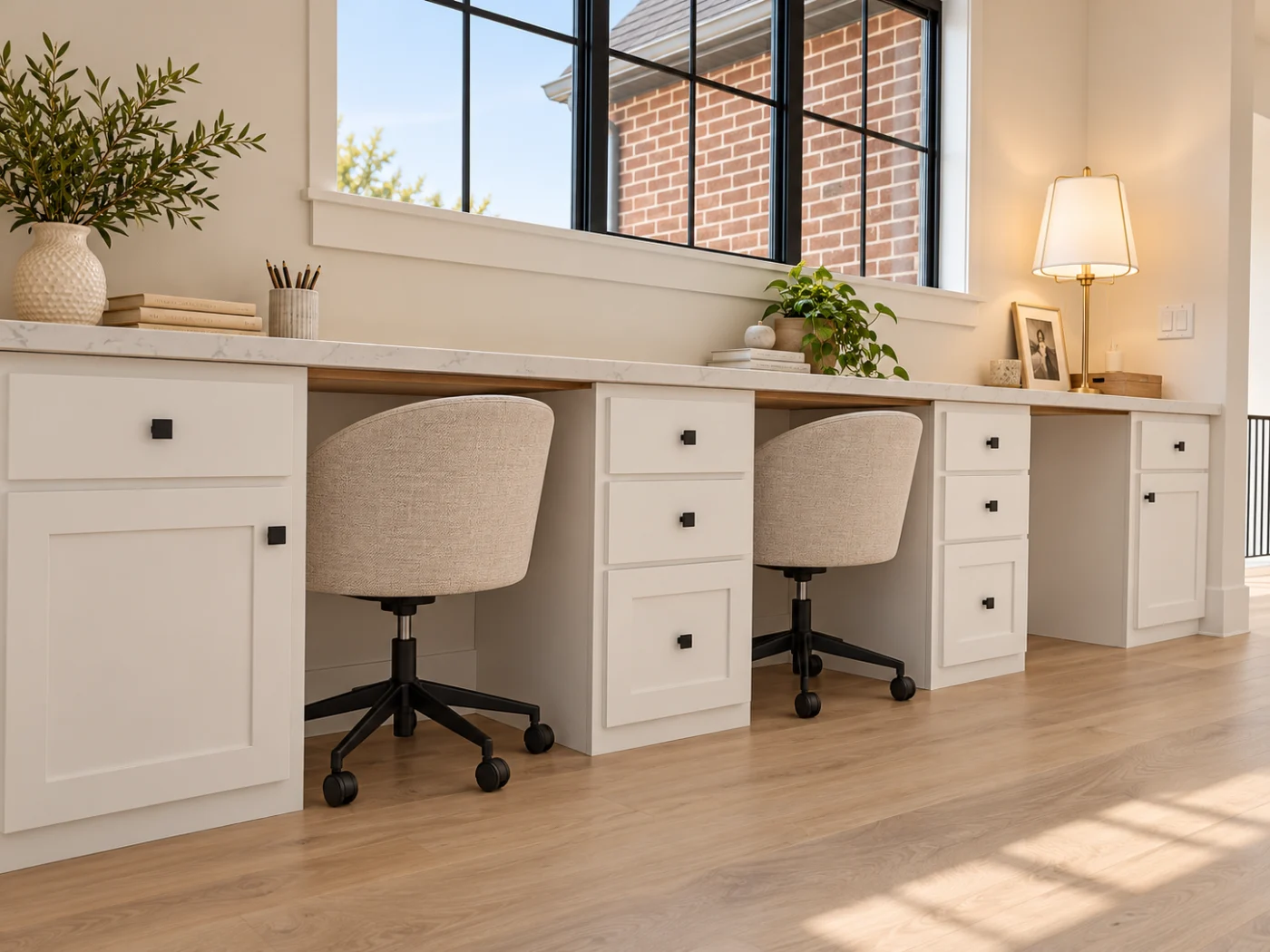Built-in desk under the window
